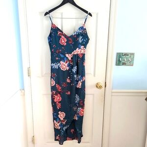 Aigeman from Amazon green teal floral midi dress, size S
